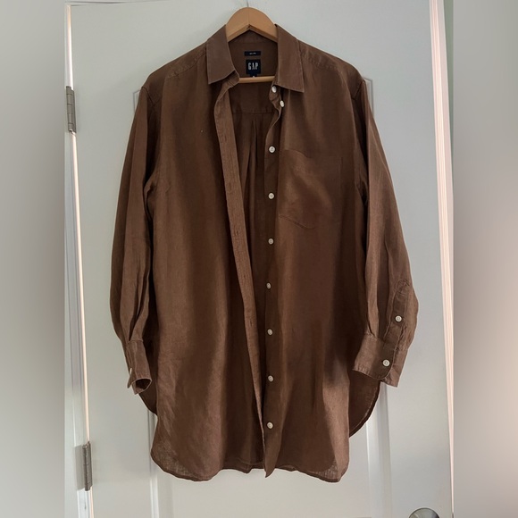 Casual Brown Button Down linen tunic by Gap - Picture 1 of 1